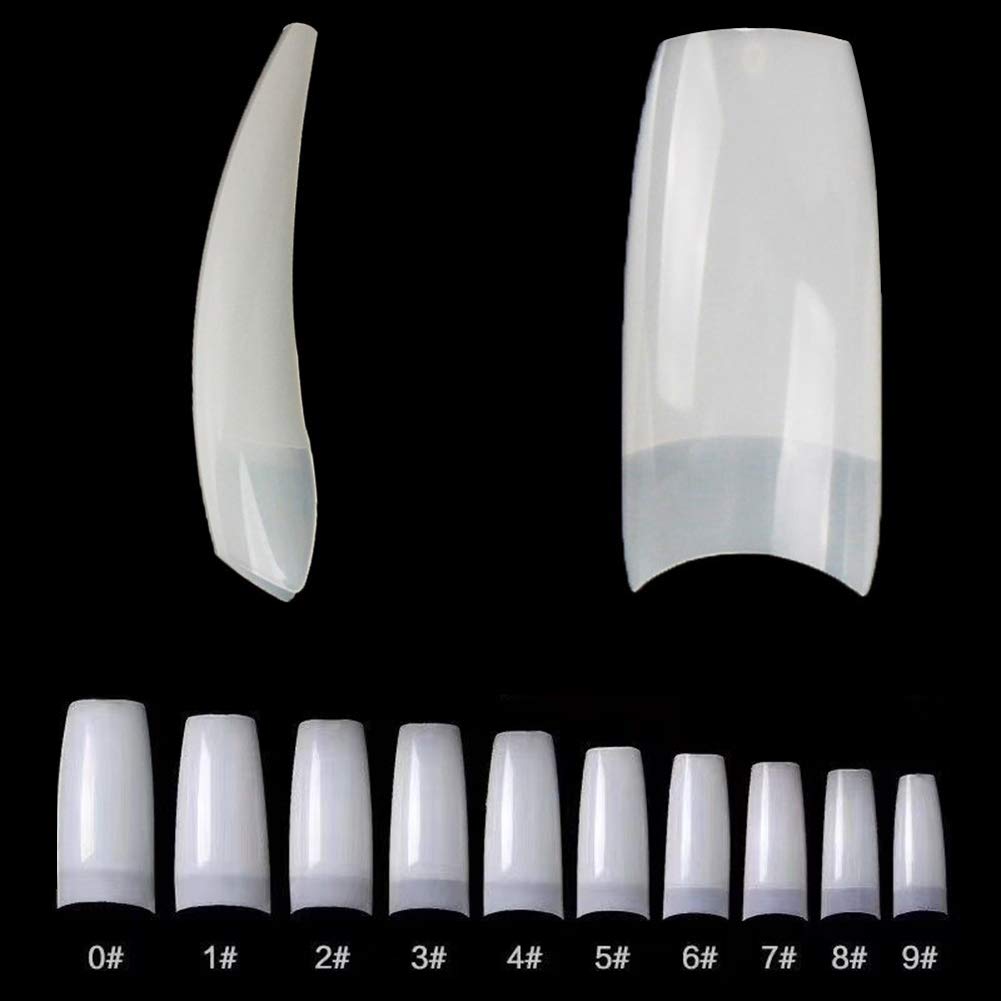 Acrylic Nail Tips 500Pcs Natural & 500Pcs Clear French Artificial False Tip for Manicure Nails Art Salons & Home DIY