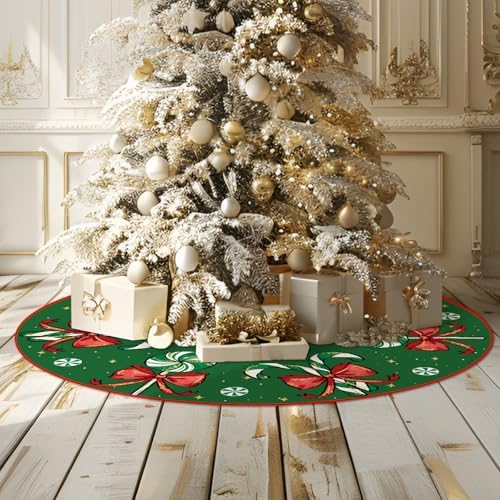 Christmas Tree Skirt Green Tree Skirts Candy Cane Decorations Xmas Tree Skirt Tree Mat 36 Inch Winter Christmas Decor for Home