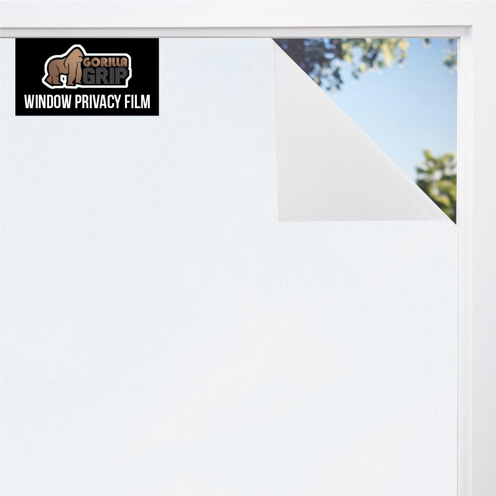Gorilla Guard Window Privacy Film, Removable Two Way Sun Blocking, 23.6 x 78.7 Inch, Reusable No Residue Stickers, Strong Static Clings to Glass Windows, Decorative Bathroom Door Coverings, White