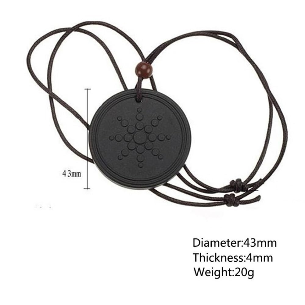 RMYSUM Volcanic Energy Stone Protection Shield Necklace,Sunflower Pattern Energy Necklace(42MM)