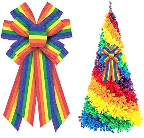 Hying Large Rainbow Bow for Wreath, Gay Pride Wreath Bow for Front Door Pride Month Events Parades Birthday Party Indoor Outdoor Wall Decoration Supplies Ornament