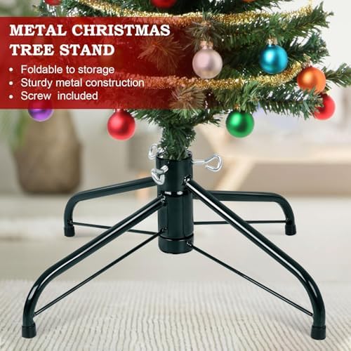Christmas Tree Stand, Metal Christmas Tree Base for Artificial Xmas Trees Fits 0.75-1.25 Inch Pole, Heavy Duty Folding Stand Black L