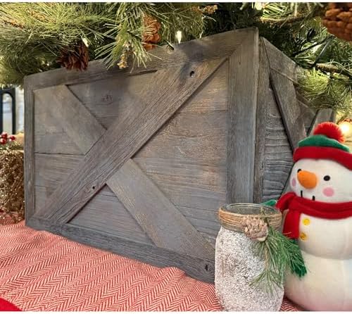 BARNWOODUSA Reclaimed Wood Tree Collar or Box – Rustic Tree Skirt Replaceme