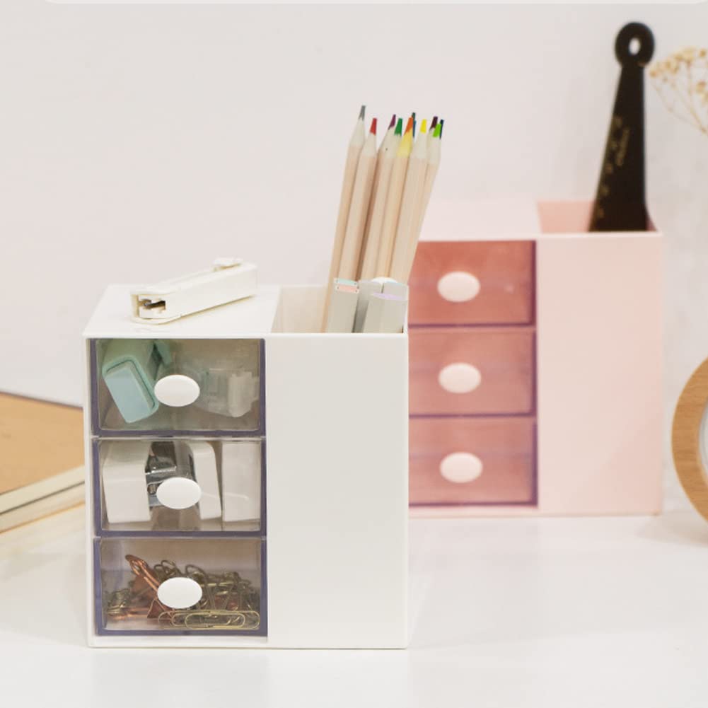 Multi-Functional Pen Holder, Pen Organizer for desk, Desk Organizer with 5 Compartments, Storage Rack for School Home Office Art Supplies, Gift for Teachers, Classmates, and Friends (White)