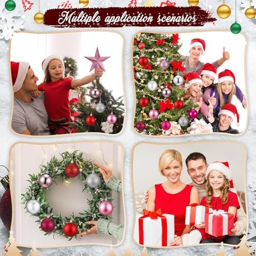 RoundFunny 25 Pcs Mini Valentine's Balls Ornaments Set Valentine's Day Ball Topper Star Tree Hanging Ornaments for Party Decoration(Fresh Colors)