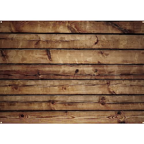 Peryiter Wood Backdrop Wooden Wall Background Rustic Backdrop Durable Polyester Fabric Photography Supplies for Party, Wedding Baby Photoshoot(7 x 5ft,Brown) - color: Brown, size: 7 x 5ft