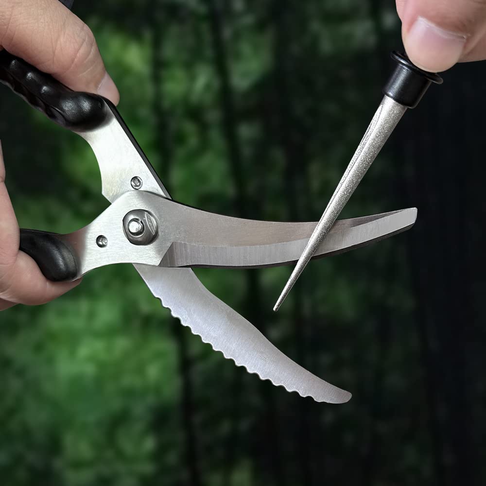 Cool Hand 4.5" Tapered Diamond Knife Sharpener Rod with Fish Hook, Gut Hook and Needle Sharpener, Grit 320/600, 2 Packs with Fine and Coarse grits, Easy to Carry, Serrated knife sharpener
