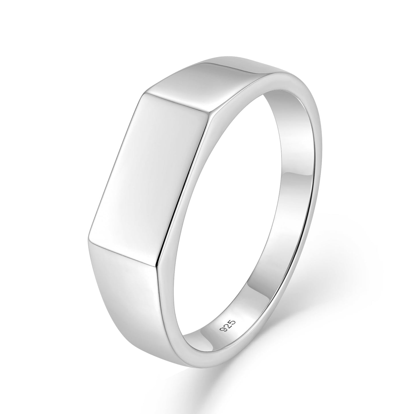 STARCHENIE Sterling Silver Signet Ring, 6mm Wedding Band, Unisex Pinky Thumb Ring Size 12