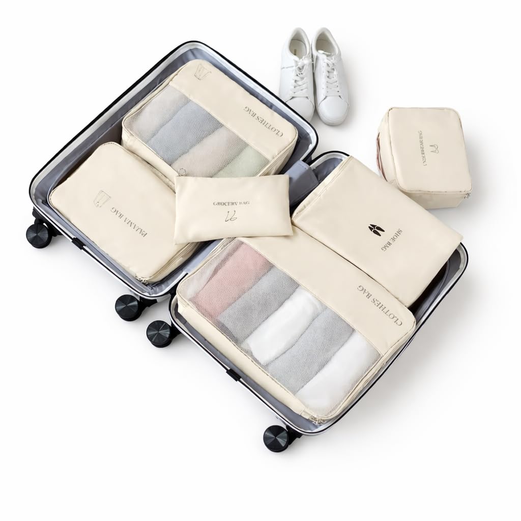Packing Cubes for Travel – 6 Set Lightweight Luggage Organizer Bags for Suitcase, Carry-On & Backpack, Durable Packing Cubes for Trips, Storage & Organization