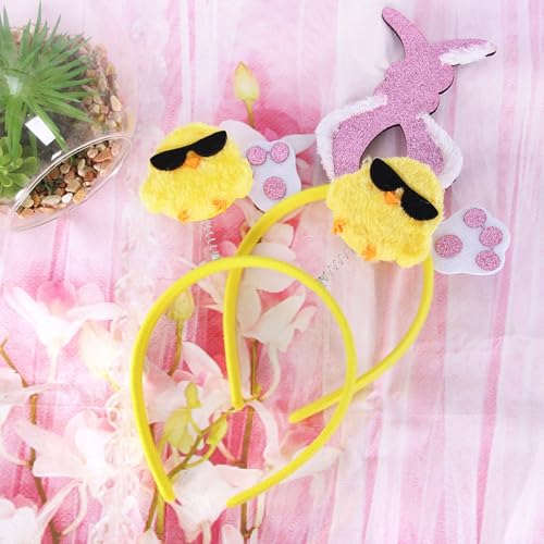 Chicken Rabbits Ears Hairband Photo Props Easters Hair Hoop Headband Party Headpiece Fun Headbands for Music Festival - style: Chicken rabbit tail model