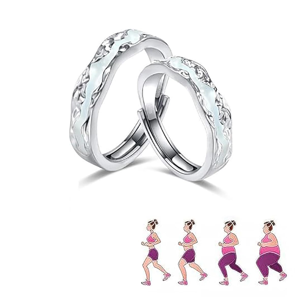 IMMUNOTRAX Magnetic Therapy Luminous Titanium Ion Adjustable Ring - Lymphatic Magtherapy Luminous Jewelry for Couples,Glow-in-Dark Wellness Ring Gift for Men/Women (A For Couples)