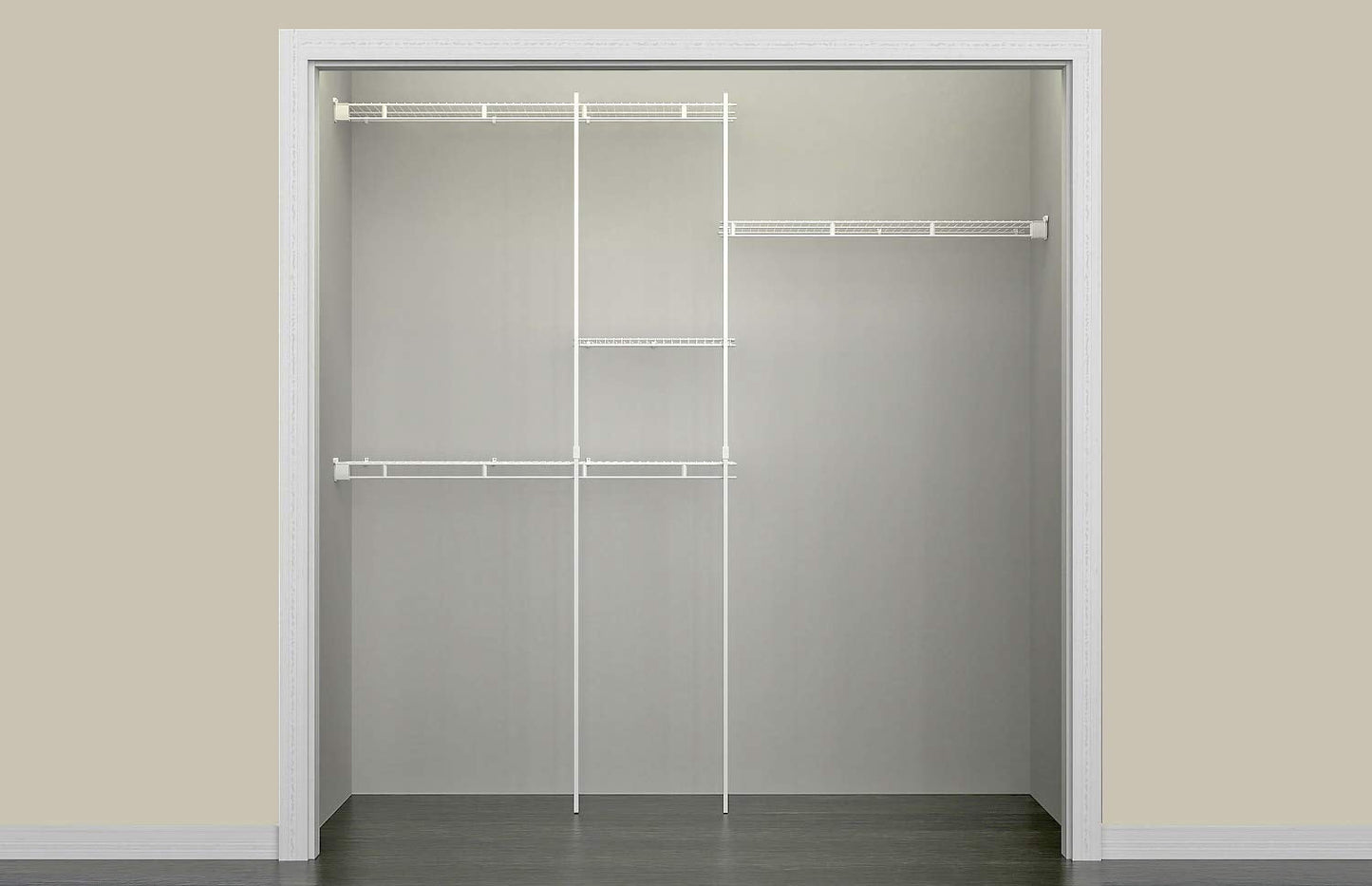 ClosetMaid Wire Closet Organizer System, Adjustable from 5 to 8 Ft., with Shelves, Hardware, Durable Steel, Fixed Mount Installation, White
