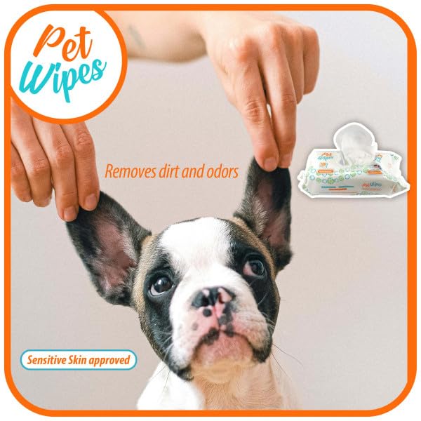pet Wipes for Dogs and Cats Hypoallergenic Natural Products for Cleansing from Nose to Tail 400ct 8x7in Wipes in Packs of 100 Wipes Perfect for Grooming and Cleaning Made in the USA (400 Count)