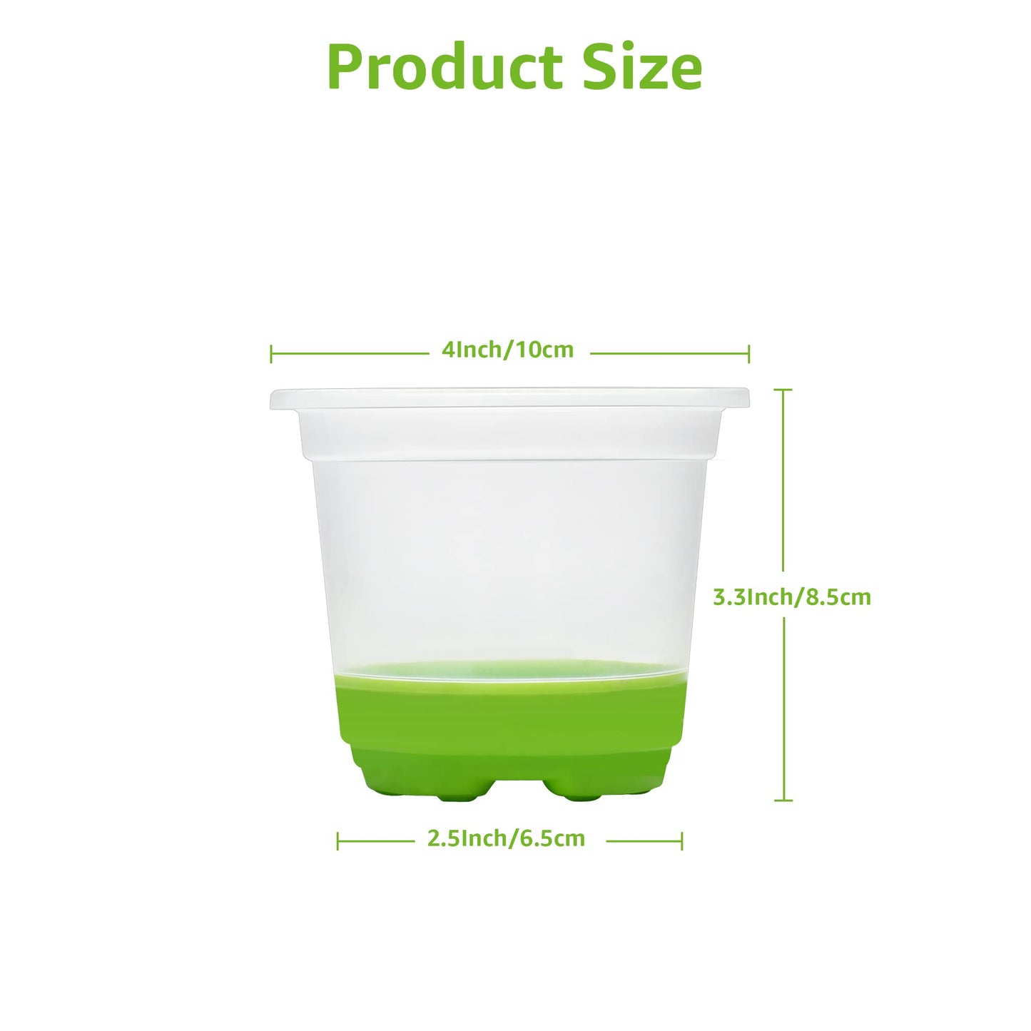 MIXC Thickened Clear Nursery Pots with Silicone Base for Easy Transplant 30 Packs 4 Inch, Transparent Plant Pot Reusable Seedling Pots for Vegetable Propagation, Root Cutting, Seed Starting, Green