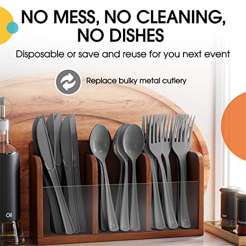 Party Solids 200 Pcs Heavy Duty Plastic Forks - Silver Disposable Flatware, Plastic Silverware - color: Silver