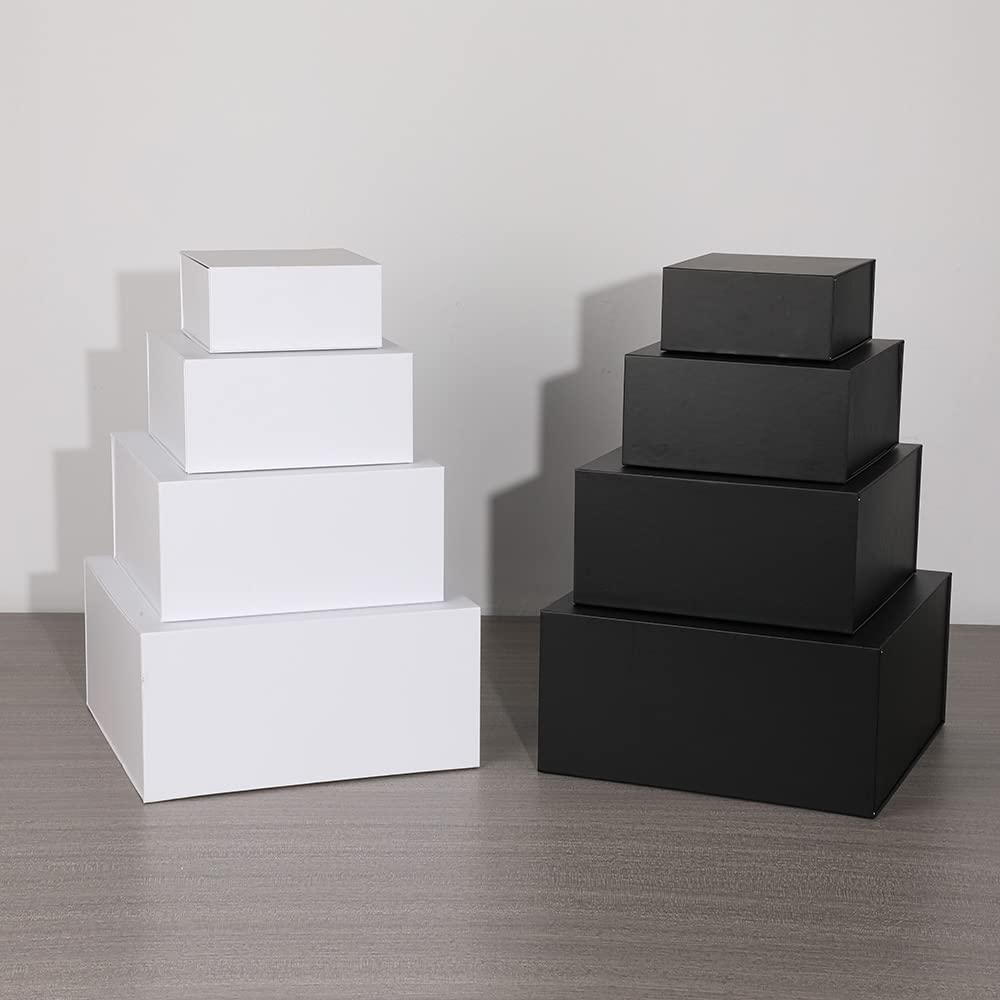 Black Gift Boxes 16 Pack,Large Gift Boxes in Bulk, Collapsible Gift Box with Lid Magnetic Closure, Packaging for Small Business, Parties, Boutiques, Bridesmaid Wedding Retail Bulk 12x12x6 inch