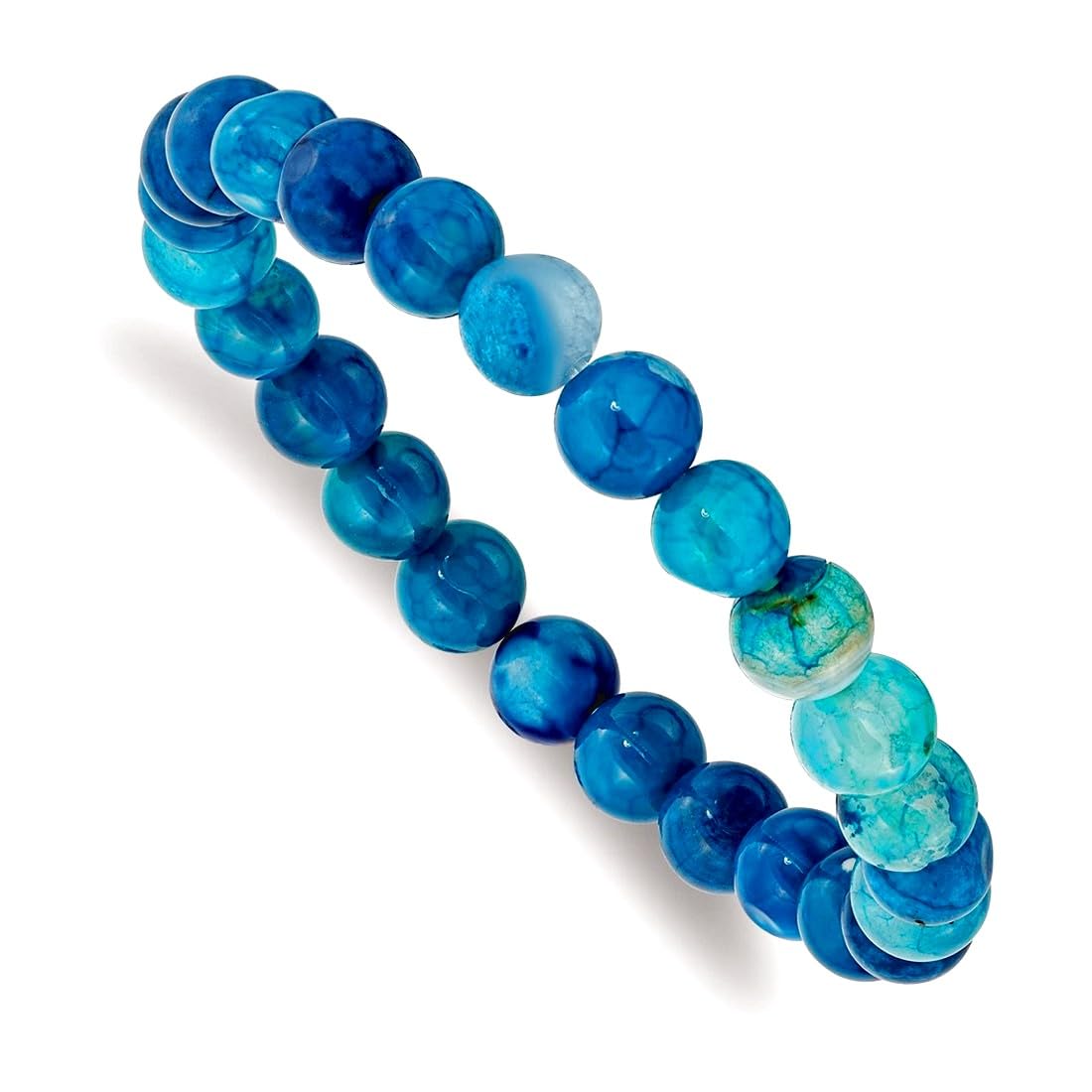 JewelryWeb 8mm Blue Fire Agate Beaded Stretch Bracelet Stretch Bracelet for Women