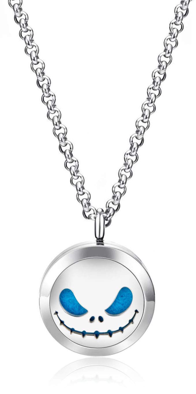 Jack Skullington Stainless Steel Aromatherpay Diffuser (Necklace w/ 4 Oils)