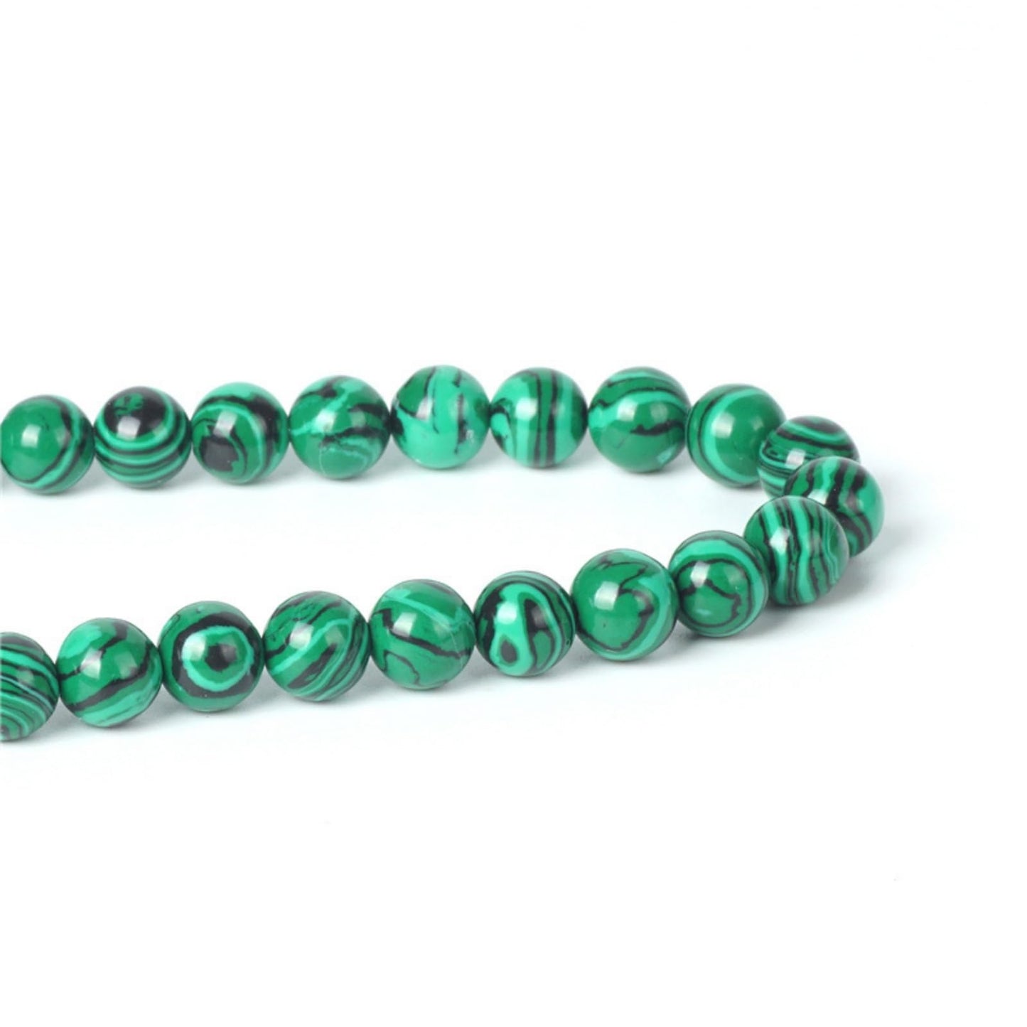 100Pcs Natural Stone 6mm Green Malachite Round Loose Gemstone Energy Healing Beads Hole Size 1mm DIY Smooth Beads for Bracelet Necklace Earrings Jewelry Making