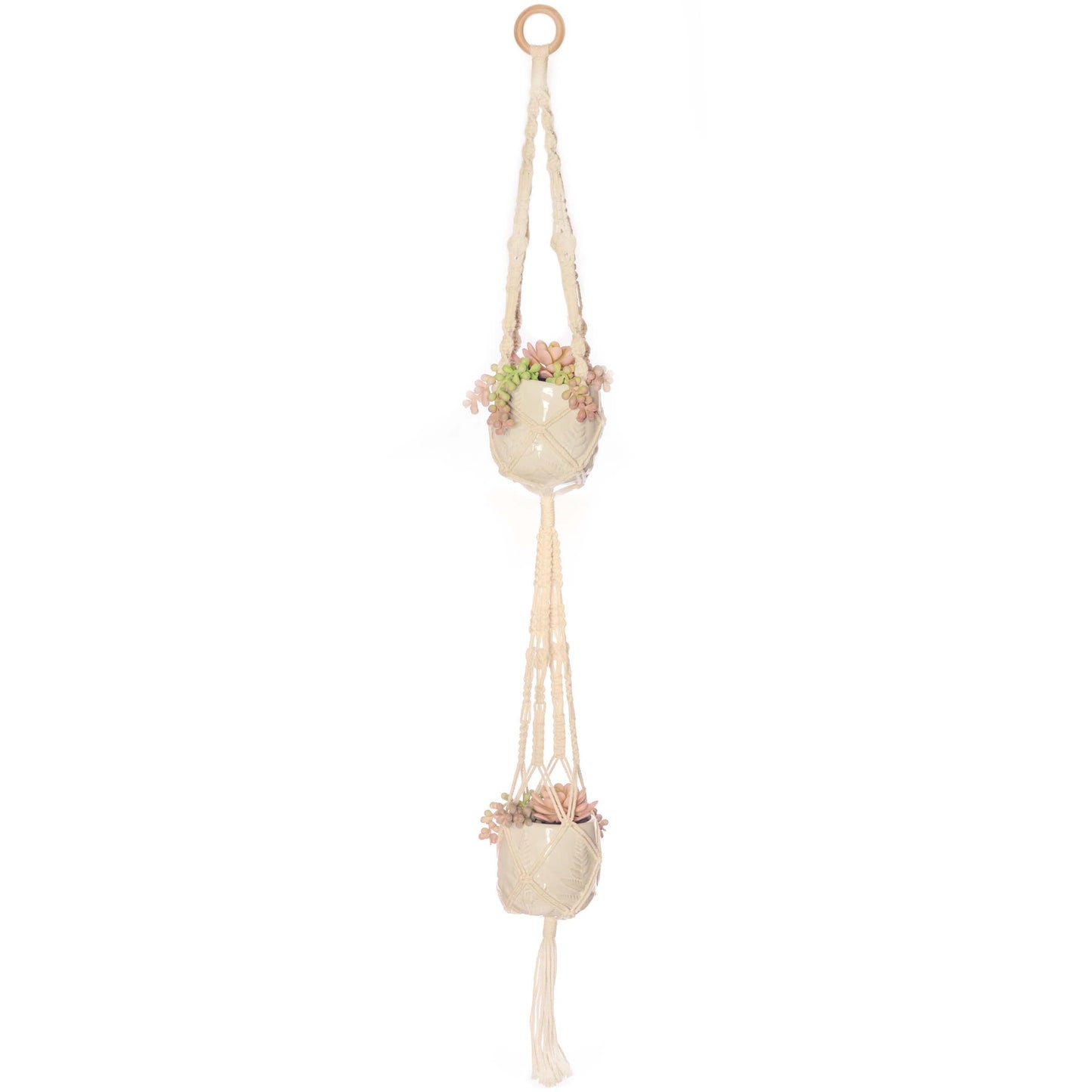 Solid Oak Macrame Hanging KIT DBL, Double Plant Hanger