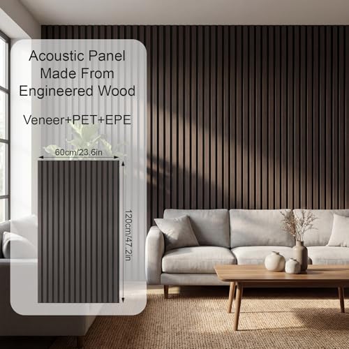Decorative Acoustic Wall Panels, 4 Packs 47.2x23.6inch/ 120 x60CM (31sq.ft) Wood Veneer Textured Soundproofing Wall Covering Panel Decor for Kitchen, Bedroom, Living Room, TV Background - size: 4Pack-23.62x47.24 inch