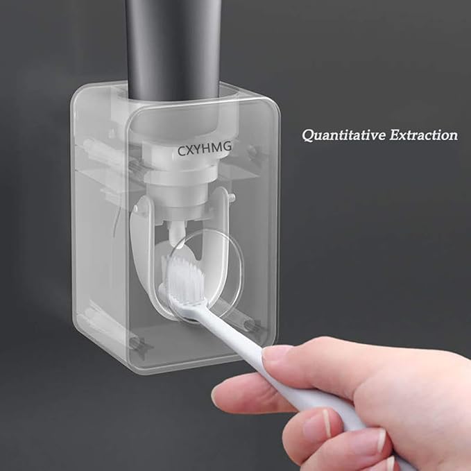 Toothpaste Dispenser, 2 PCS Automatic Toothpaste Squeezer Dispenser for Kids & Family Shower, is Wall Mount Bathroom Accessories with Super Sticky Suction Pad. (Grey-Grey)