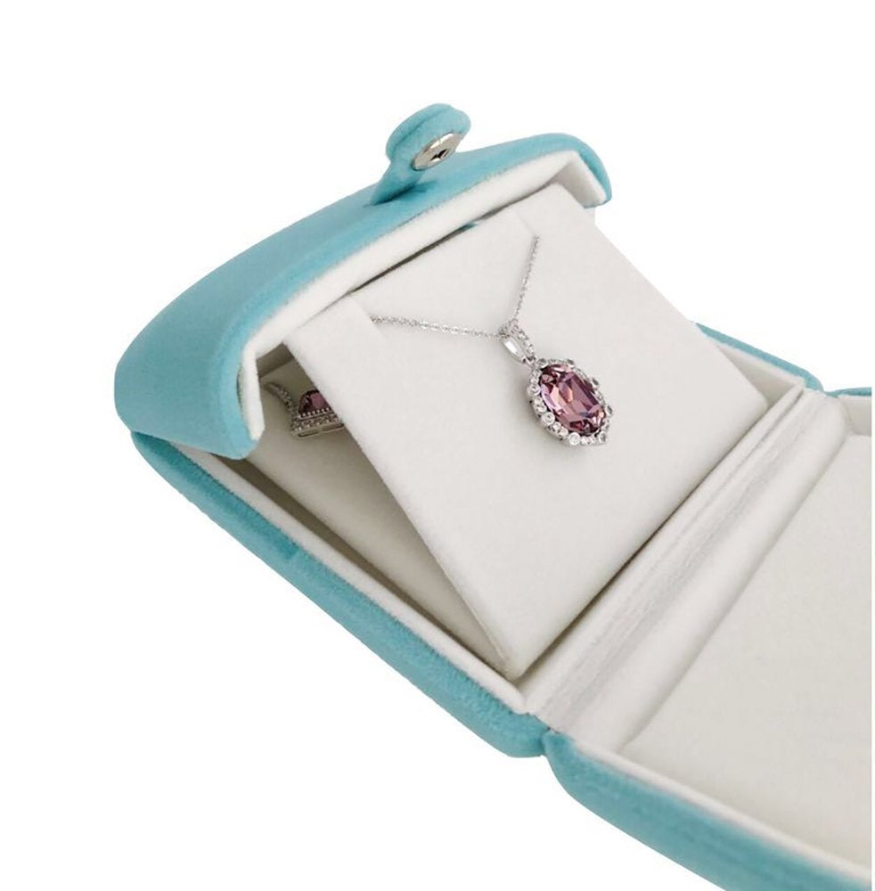 Svea Display Aqua Packaging Case Premium Velvet Jewelry Gift Box Double Layer Function Necklace Earring Combo (Jewelry not included)