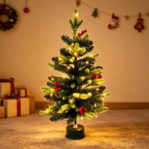 Decorative Tree Lighted Stand with Rotating Christmas Base