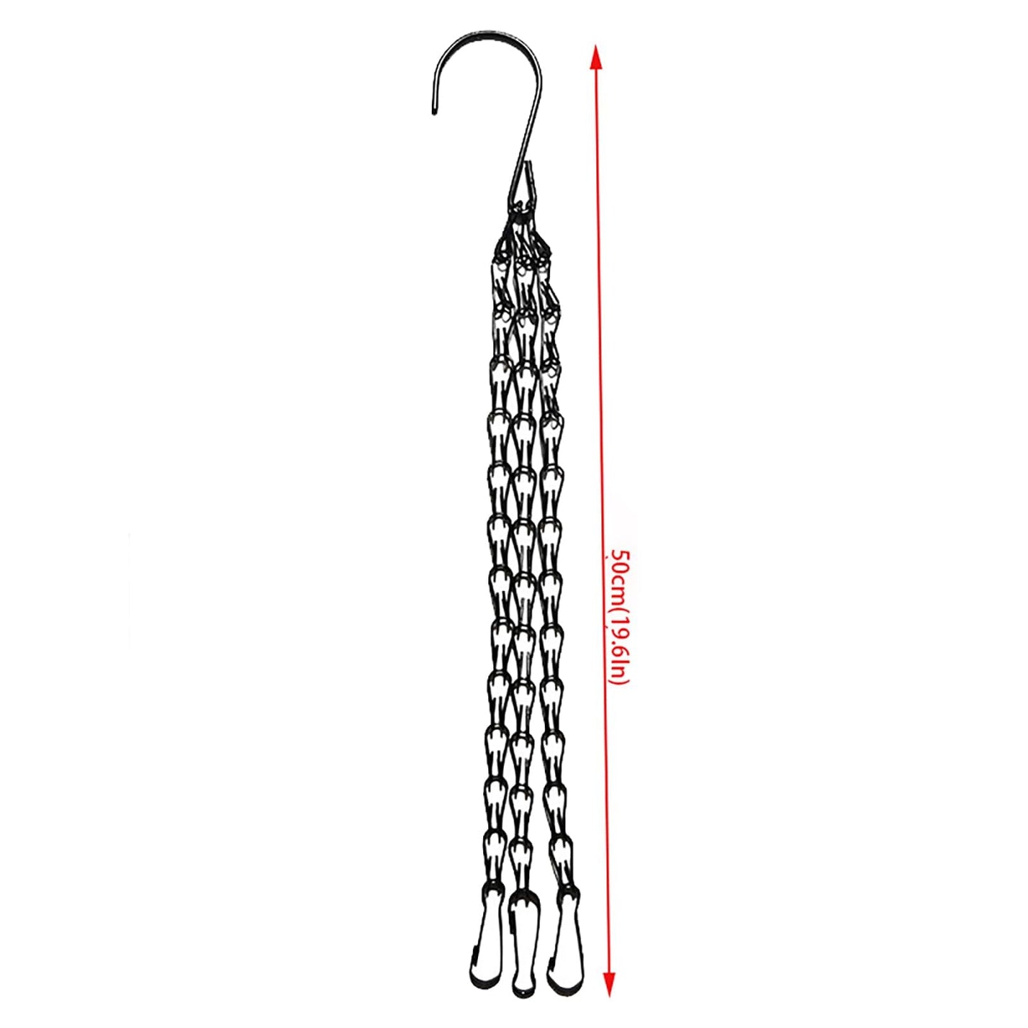 8 Pack 19.6（50cm） Inch Hanging Basket Chains 3 Point Black Metal Hanging Chains with Hooks for Plant Flower Pot Basket, Replacement Chain Hangers for Lantern, Bird Feeder, Planter, Indoor and Outdoor