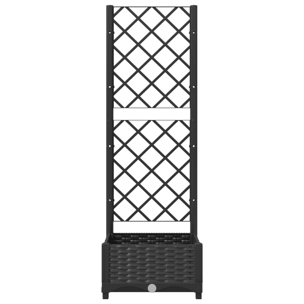 Kalmrek Garden Planter Black Polypropylene with Trellis 15.7 x 15.7 x 47.8 in Square Container for Outdoor Balcony Patio Raised Flower Display