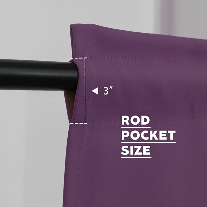 Pickluc Cafe Curtain (Half Window Curtain) 36 Inches Length, Rod Pocket Small Kitchen Curtain, Short Blackout Curtain for Small Window, 30" Wide and 36" Long, Purple 2 Panels