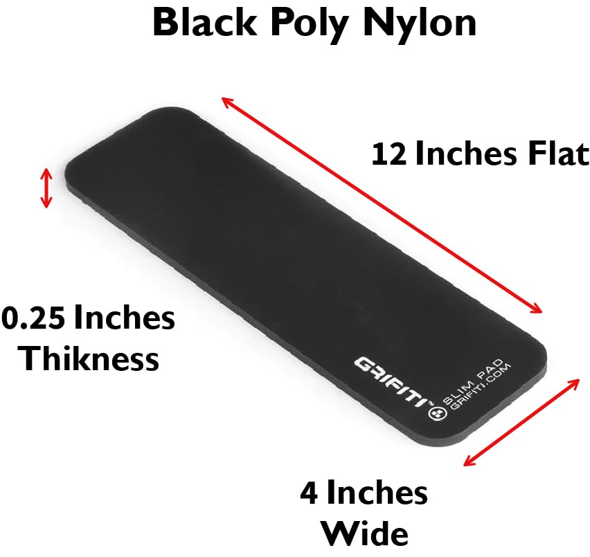 GRIFITI Slim Wrist Pad 12" x 4" x 0.22" Wrists Rest for 10keyless Thin Wireless Tenkeyless Computer Keyboards Ergonomic Keyboard Support Carpal Tunnel Resting (Black Nylon Surface)