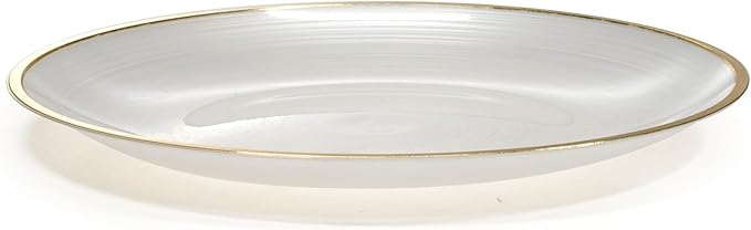 " OCCASIONS " 100 Plates Pack,(50 Guests) Premium Wedding Party Disposable Plastic Plates Set -50 x 10'' Dinner + 50 x 7'' Salad/Dessert (Belize in White Pearl & Gold)