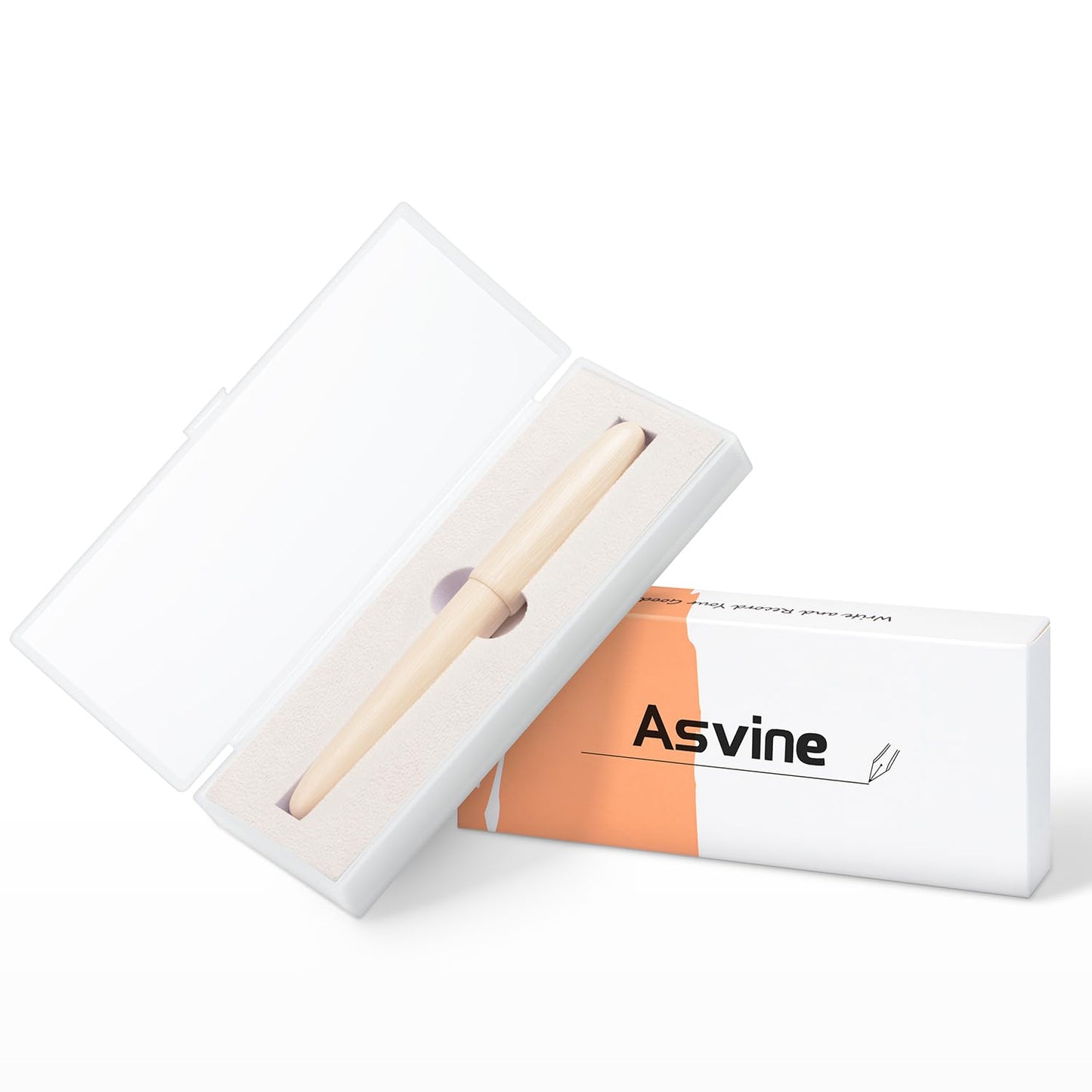 Asvine C80 Fountain Pen #8 Fine Nib Large Handcraft Pen with Converter Pen Box Collection Set (Ivory)