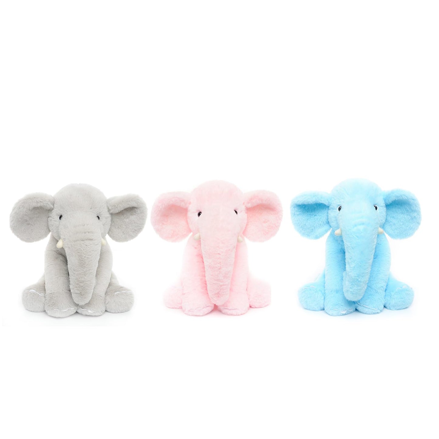 WEIGEDU Elephant Stuffed Animals Gray Pink Blue