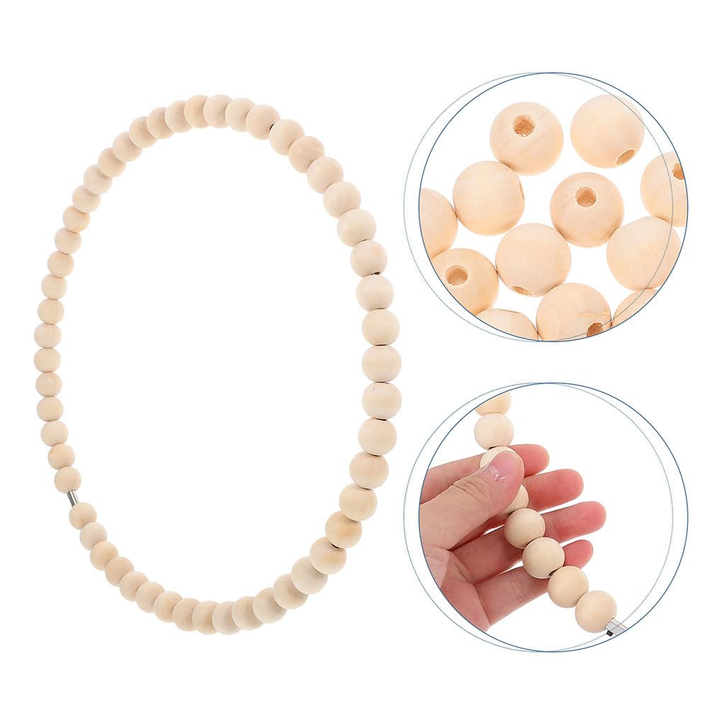 DECHOUS Wooden Bead Wreath for Craft 12-Inch Rustic Wood Floral Hoop Boho Wreath Macrame Ring for All Seasons Natural Home Indoor Outdoor Farmhouse Decor