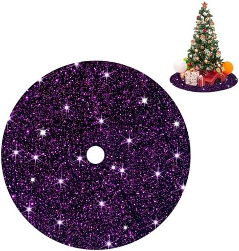 Decorated Xmas Tree Skirt 36 Inch Diameter Purple Sequined Velvet Fabric Decorations Personalized Shimmer Tree Cover Mat Sequin Glitter Tree Skirts for All Occasions Xmas Halloween Tree Decorations