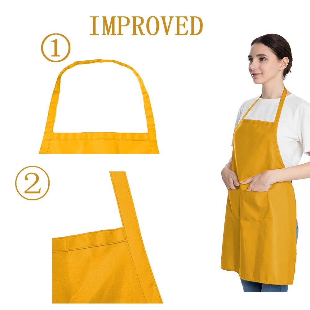16 PCS Plain Color Bib Adult Apron for Women Men with 2 Pockets Waterproof Apron for Kitchen Cooking Drawing Crafting Painting Chef Restaurant Baker Servers Waitress Waiter BBQ(16, Blue Combination)
