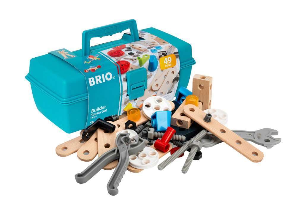 BRIO Builder Starter Set 34586 - Comprehensive 49 Piece STEM Building Set - Enhanced with Wood and Plastic Pieces - Ideal Learning Toy for Kids Aged 3 and Up - MESH Accredited
