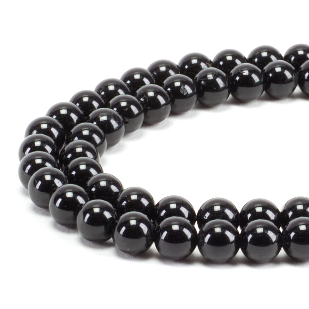 Cherry Tree Collection | 100PCS 6mm Black Tourmaline Gemstone Round Beads for Jewelry Making | Includes Storage Box, Elastic String, and Needles