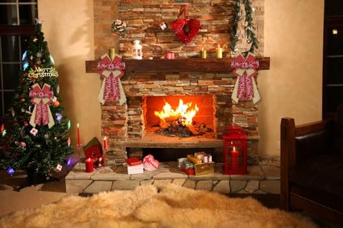 Hying Large Christmas Bows for Wreath, Christmas Wreath Bow Glitter Golden Red Burlap Bows Xmas Tree Topper Bows Ornaments for Front Door New Year Christmas Party Decoration Supplies
