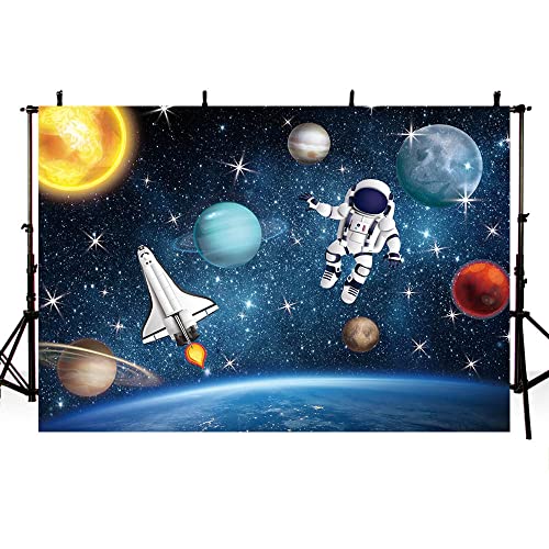 AIBIIN 7x5ft Outer Space Photo Backdrop Universe Planet Star Galaxy Astronaut Rocket Photography Background Kids Boy Birthday Party Decorations Banner Photo Props - size: 7x5ft