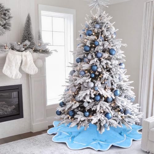 Soulchen Sky Blue Bow Christmas Tree Skirt 36 Inches