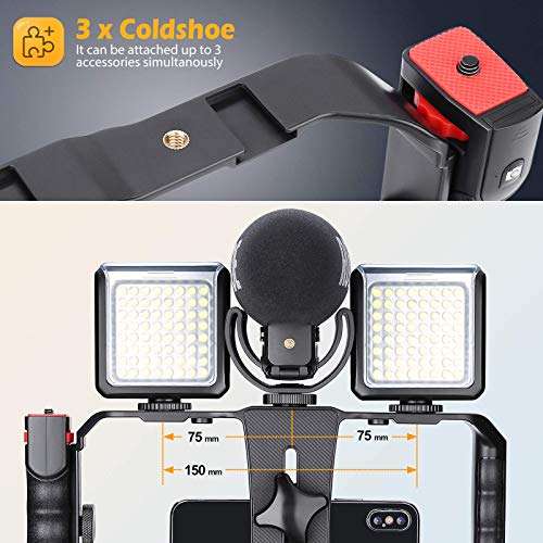 Zeadio Smartphone Video Cage Rig, Filmmaking Vlogging Case, Phone Stabilizer Tripod Mount with Wireless Remote Shutter Fits for All iPhone and Android Smartphones - style: Basic Version
