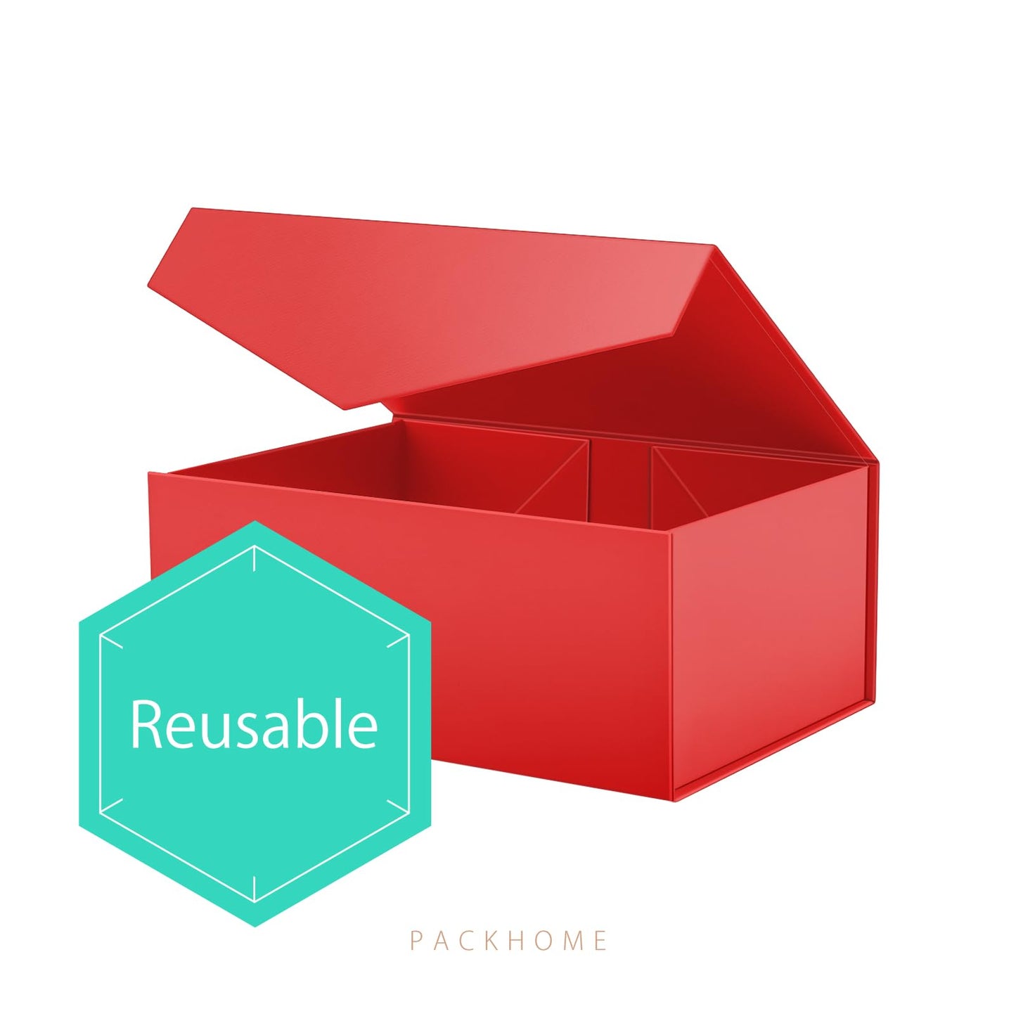 PACKHOME Mothers Day 6 Gift Boxes 9x6.5x3.8 Inches, Rectangle Collapsible Boxes with Magnetic Lids for Gift Packaging (Matte Red, Grain Texture)