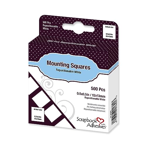 SCRAPBOOK ADHESIVES BY 3L Scrapbook Adhesives by 3L Repositionable Permanent Mounting Squares, 1/2-Inch x 1/2-Inch, 500pk, White (01605) - size: 500-Pack
