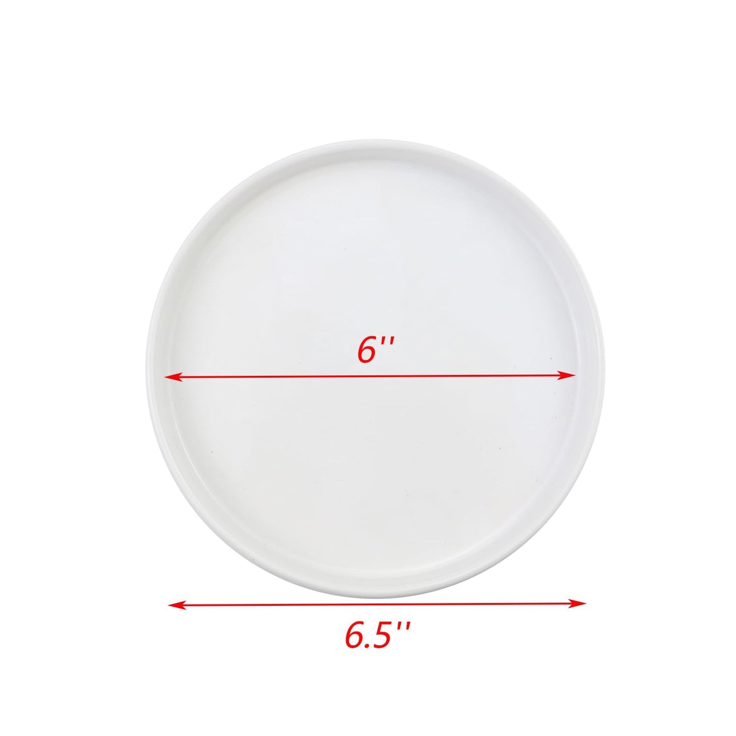 UTALIND 2pcs Ceramic Planter Saucers 6.5inch Round Plant Trays Pot Saucer for Living Room, White