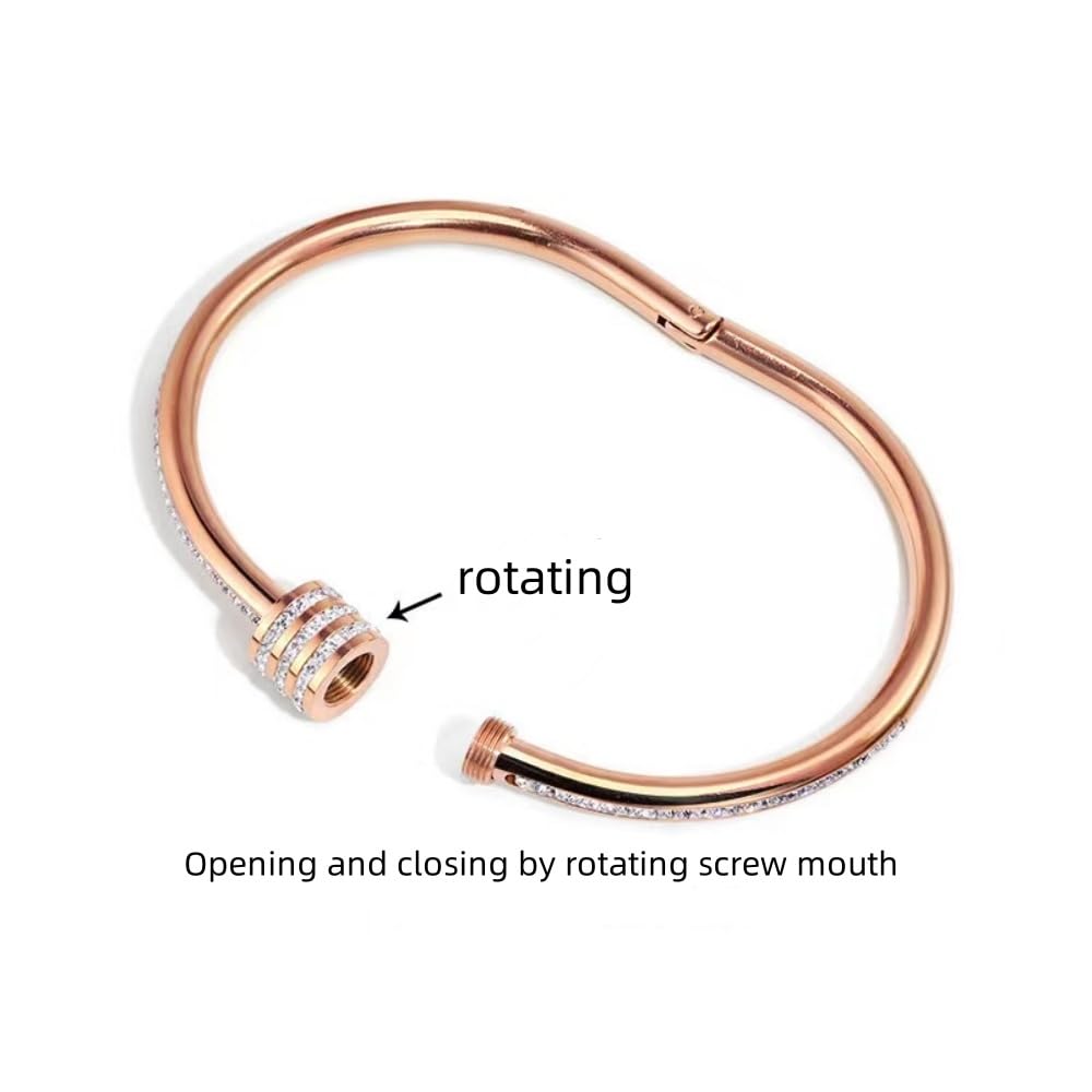 Dainty Bangle Bracelet for Women Personalized Cubic Zirconia Stainless Steel Bracelets Tiny Waist Oval Bangles Bracelets Gifts for Love (S)