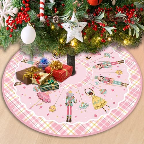 Christmas Tree Skirt 48 Inch Nutcracker Xmas Decorations for Home