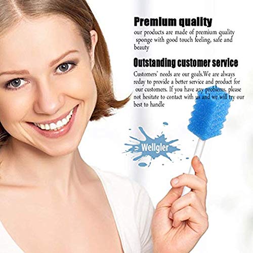 Wellgler's Disposable Care Oral Swabs, Sterile Sponge Mouth Swabs (250pcs, blue)